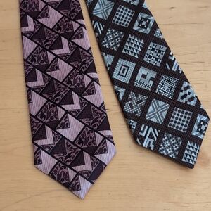 2 Vintage Ties by 'A Design Classic' Paisley Geometric, Patchwork Quilt Pattern